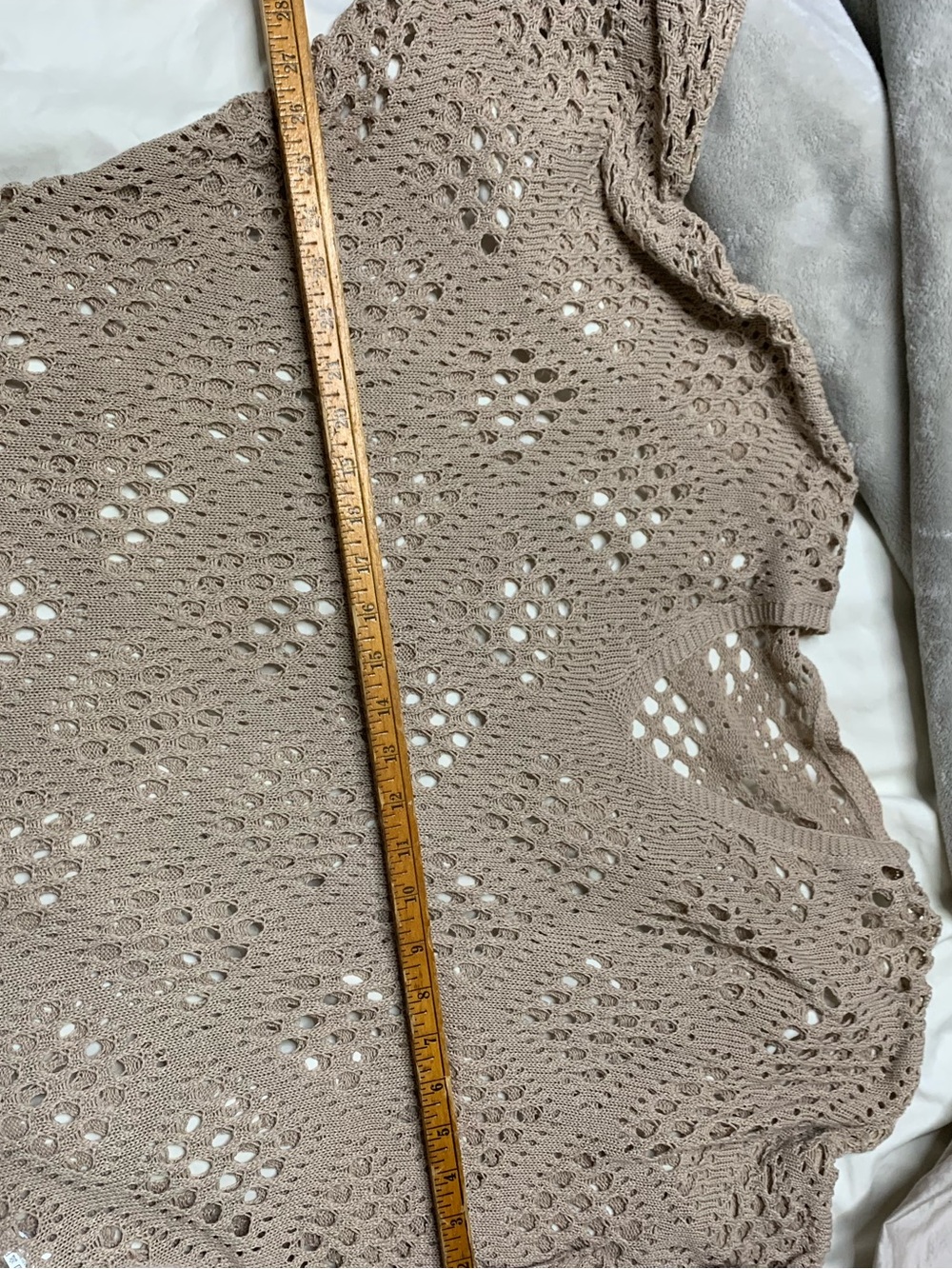 Open-Knit Taupe Short-Sleeve top